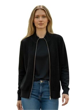 Lane Bryant Textured Black Bomber Jacket